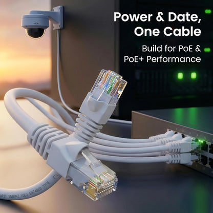 Cat 6 Ethernet Cable (24-Pack 7 Feet) Cat6 Network Patch, 10Gbps, RJ45, Snagless Cord, Gold-Plated Connectors, Internet for PC, TV, Tablet, Router, Printer, Servers, IT Data Center - White